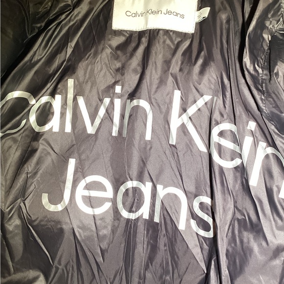 CALVIN KLEIN faux leather womens puffer black jacket size medium - Picture 9 of 14